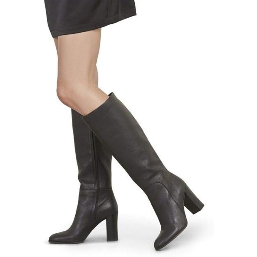 Kenneth Cole Justin Block-Heel Tall Knee High Boots Black Leather Women 10 /41.5